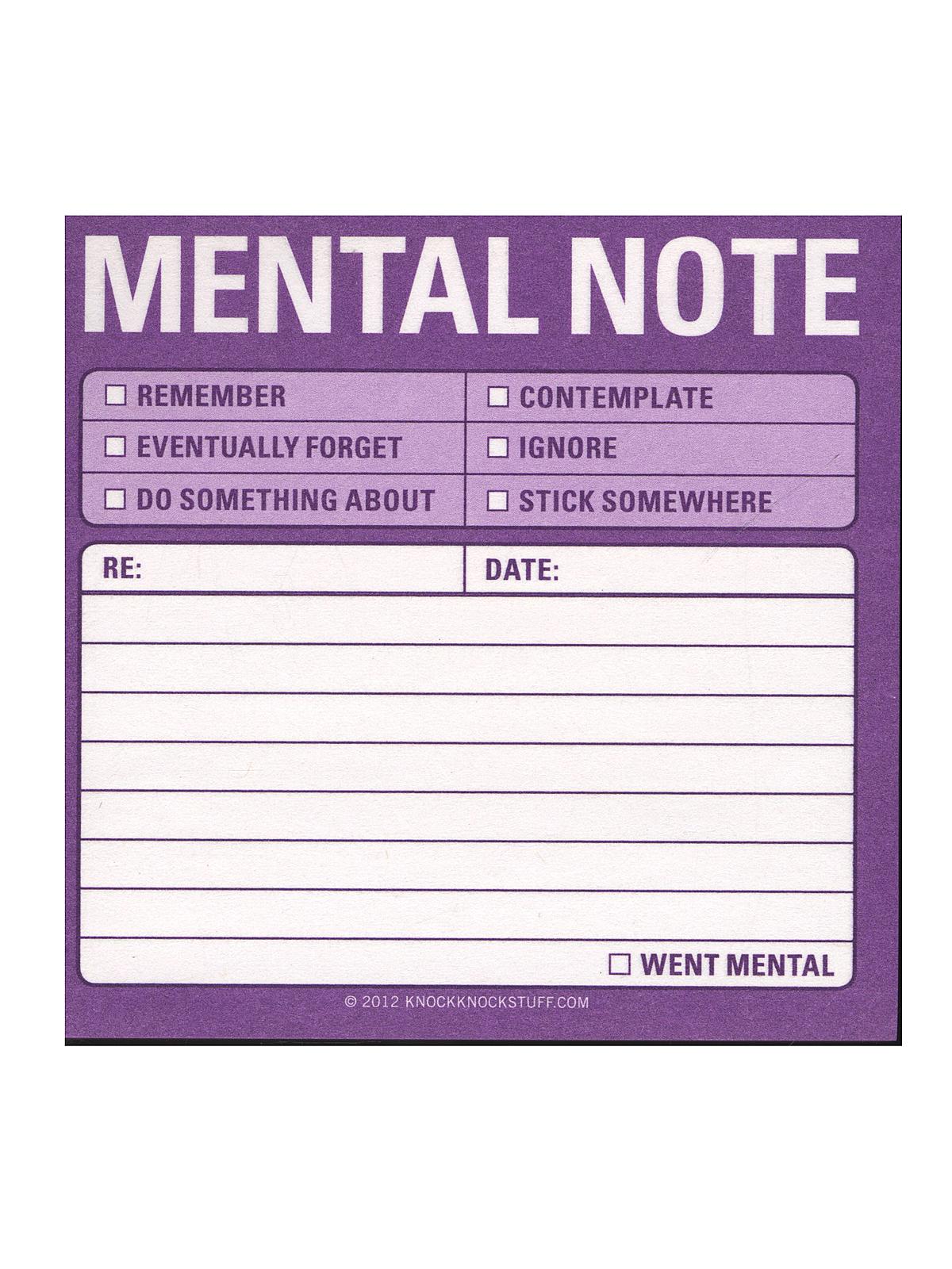 Sticky Note Pads mental note 3 in. x 3 in. 100 sheets