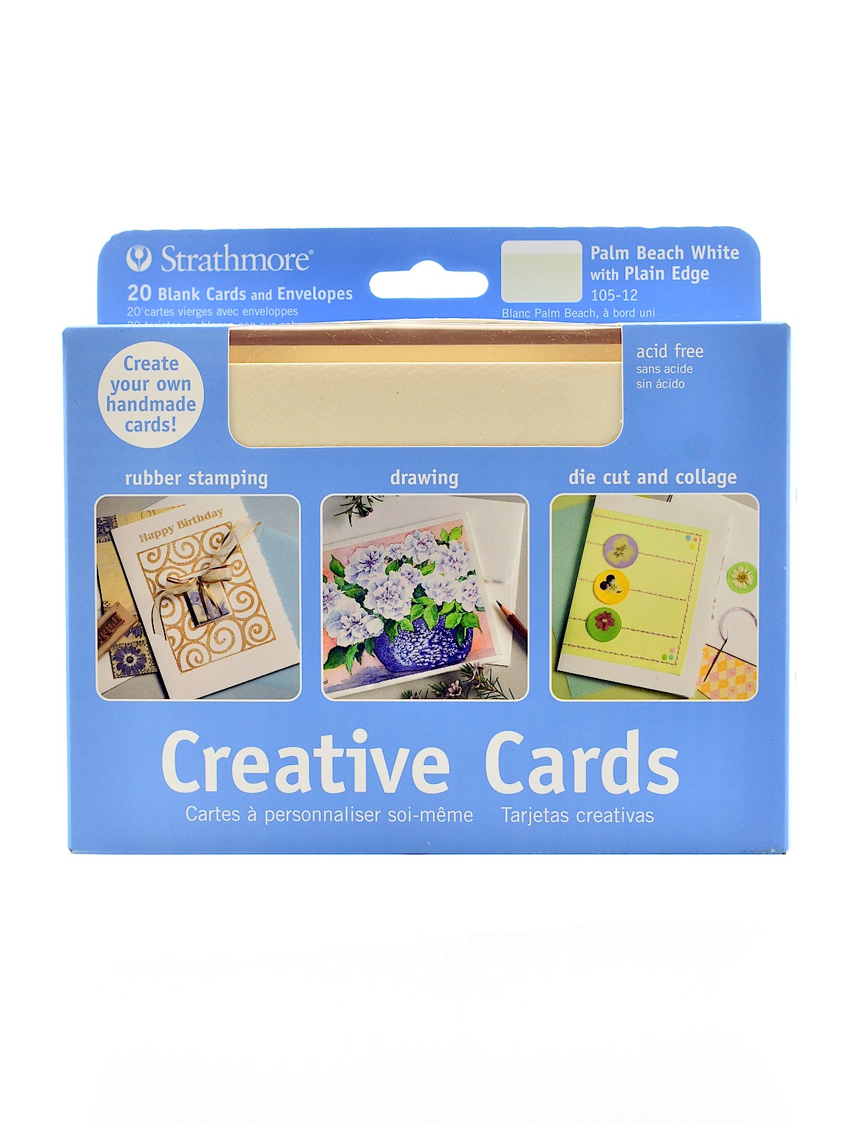 Blank Greeting Cards with Envelopes Palm Beach white with no deckle pack of 20