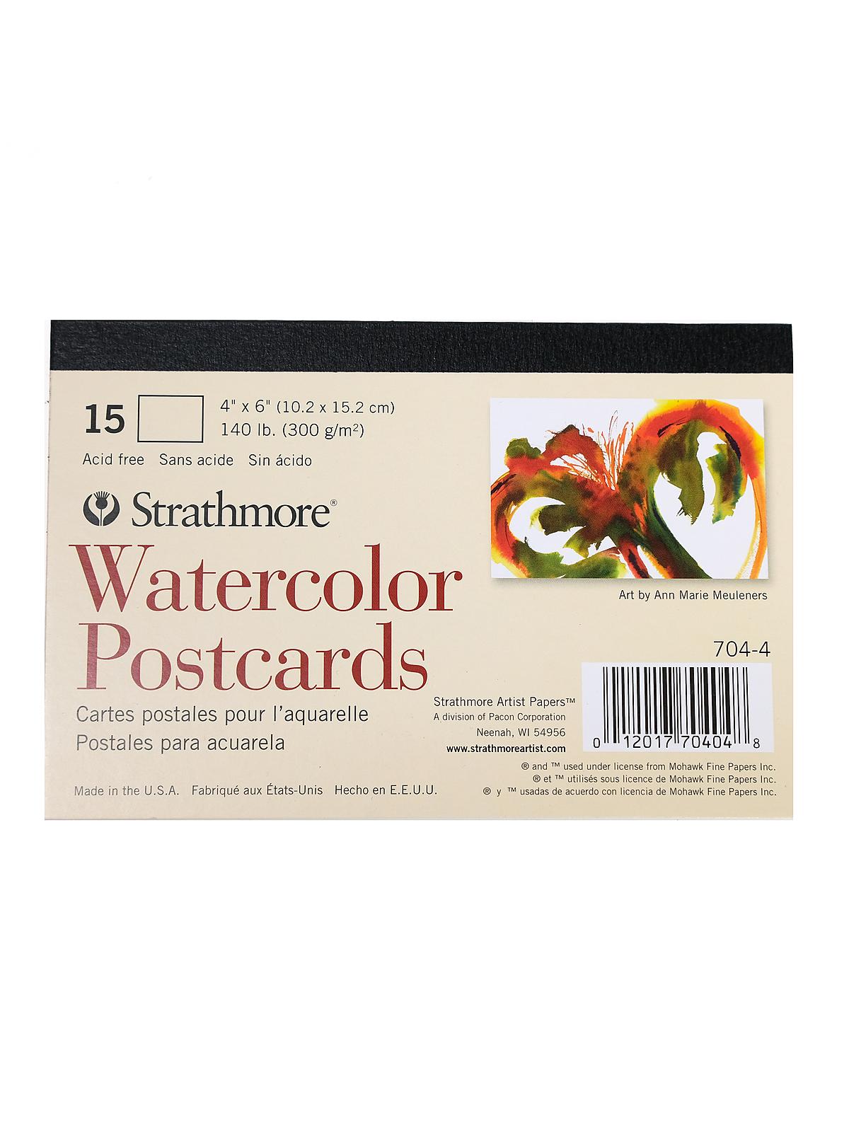 Blank Watercolor Postcards pad of 15
