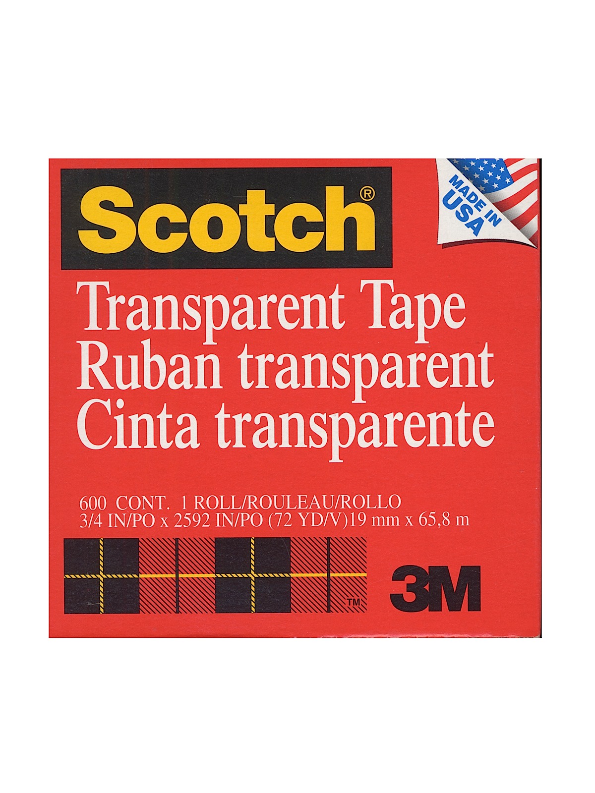 Transparent Tape 3 4 in. x 72 yd. refill roll with 3 in. core 600