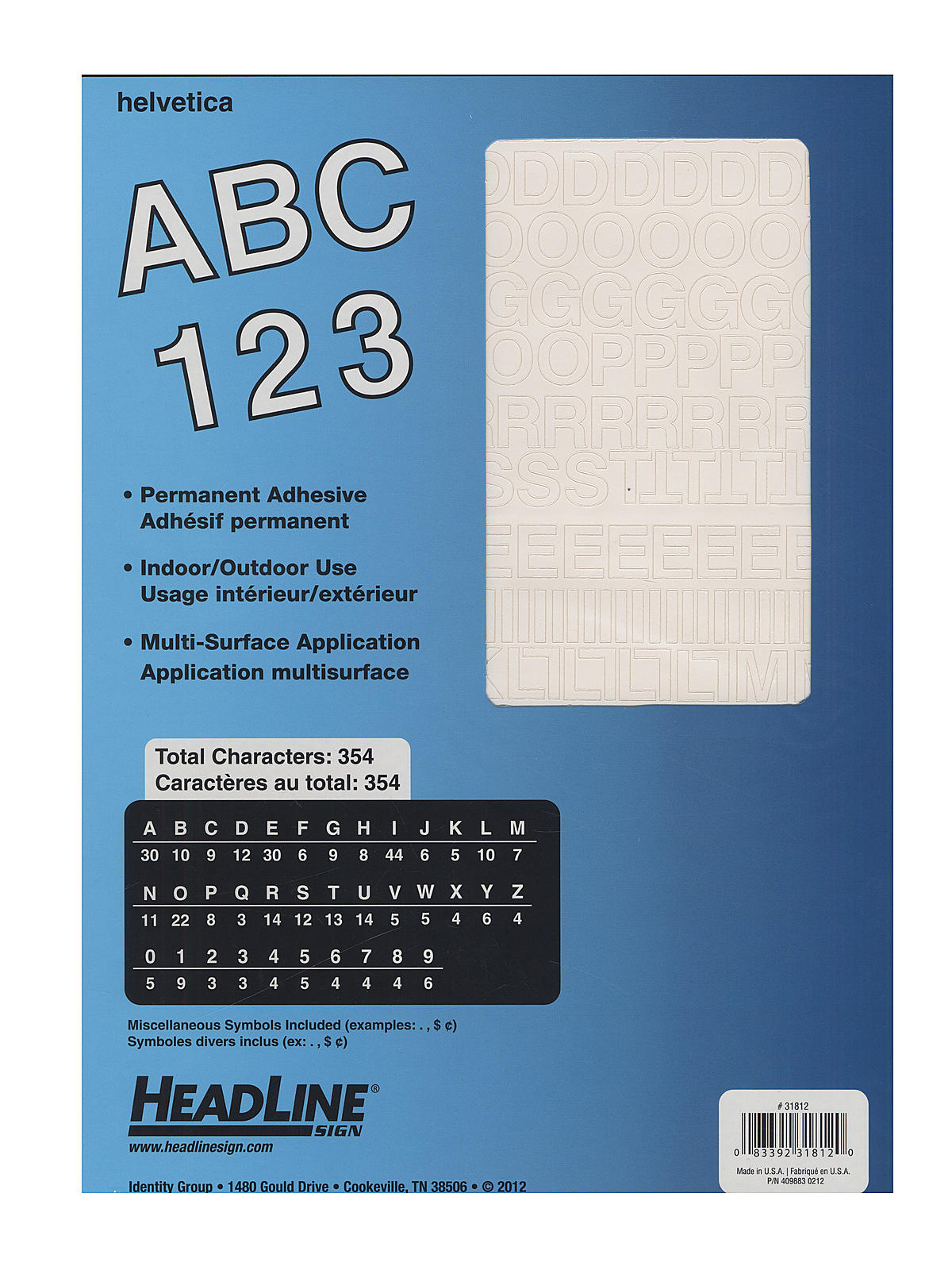 White Vinyl Stick-On Letters or Numbers 1 2 in. Helvetica capitals and numbers