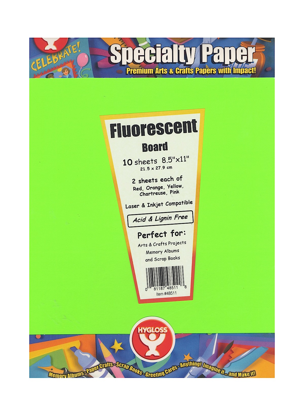 Fluorescent Poster Board 8 1 2 in. x 11 in. pack of 10