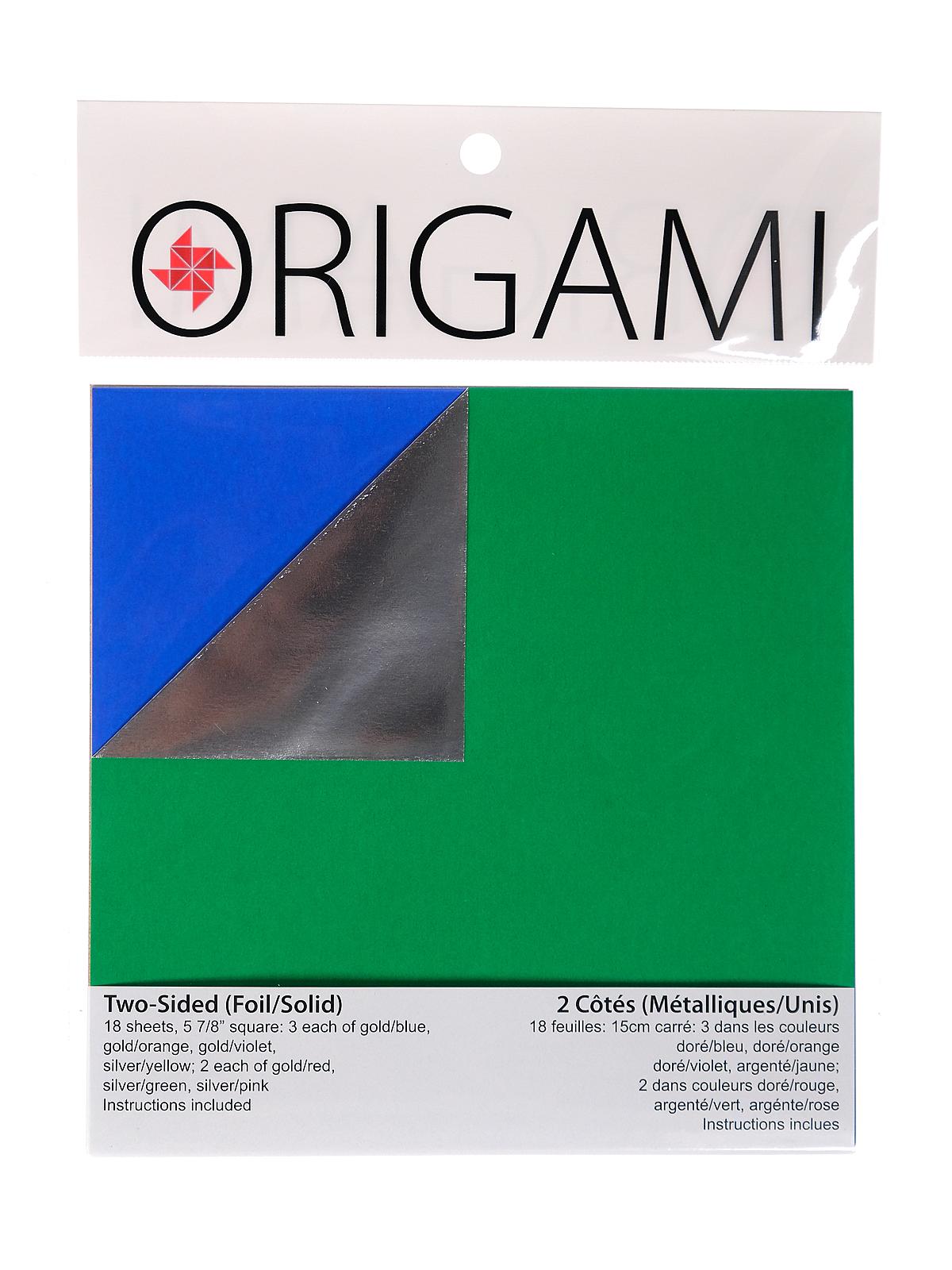 Fold'ems Origami Paper Two-sided, Foil Solid 5 7 8 In. Pack Of 18