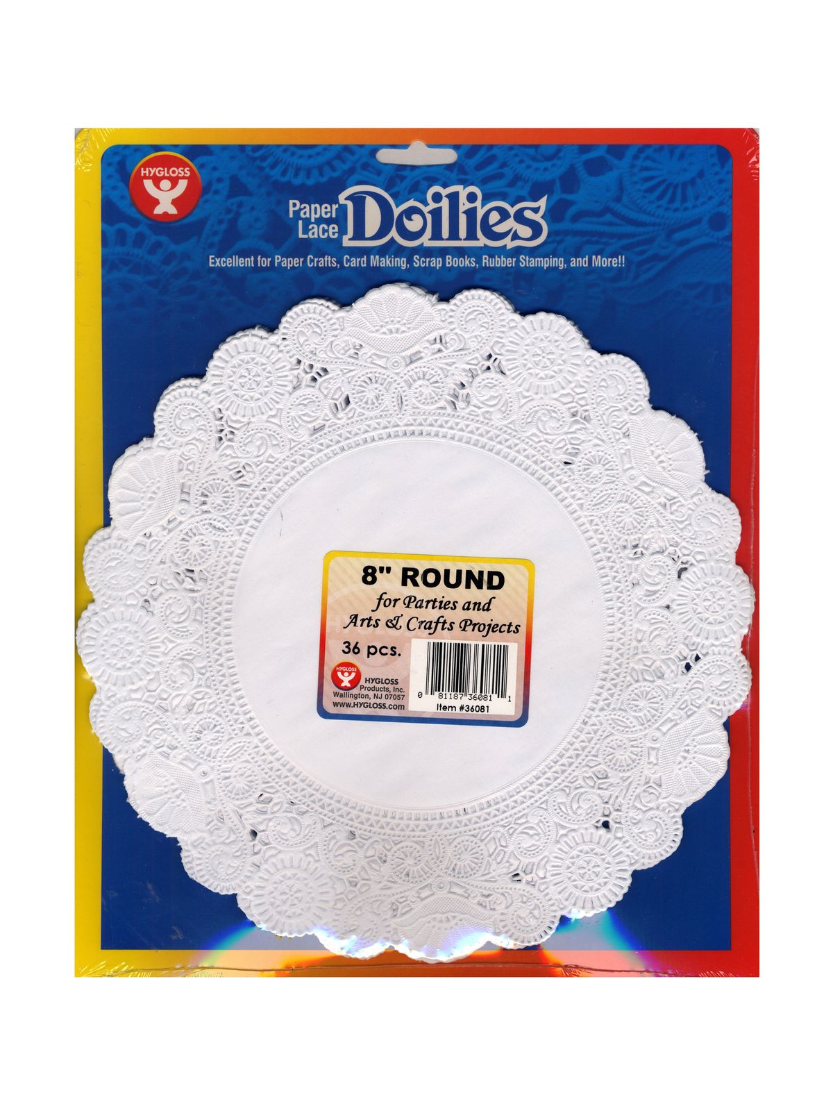 Lace Paper Doilies 8 in. round white pack of 36