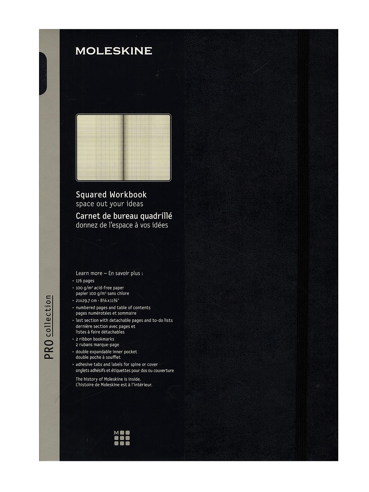 Pro Collection Workbook Black Hardcover 176 Pages, Squared