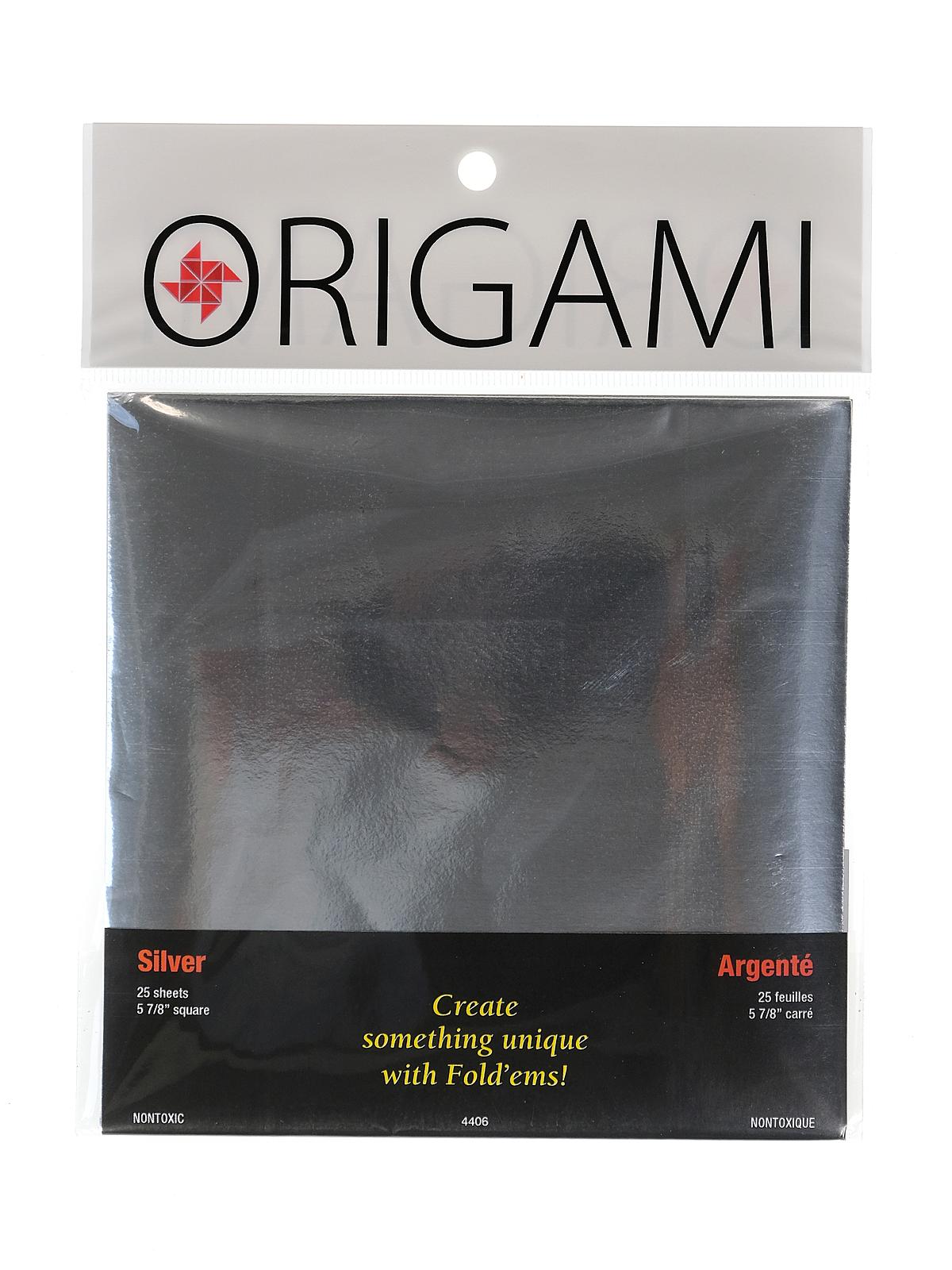 Fold'ems Origami Paper silver 5 7 8 in. pack of 25