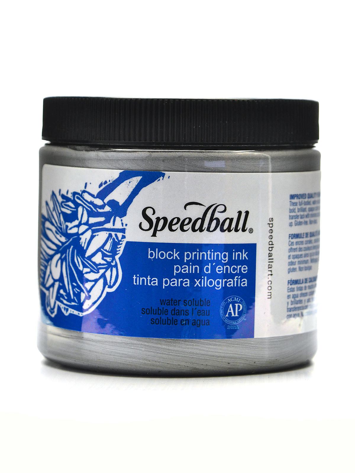Block Printing Water Soluble Ink silver 16 oz.
