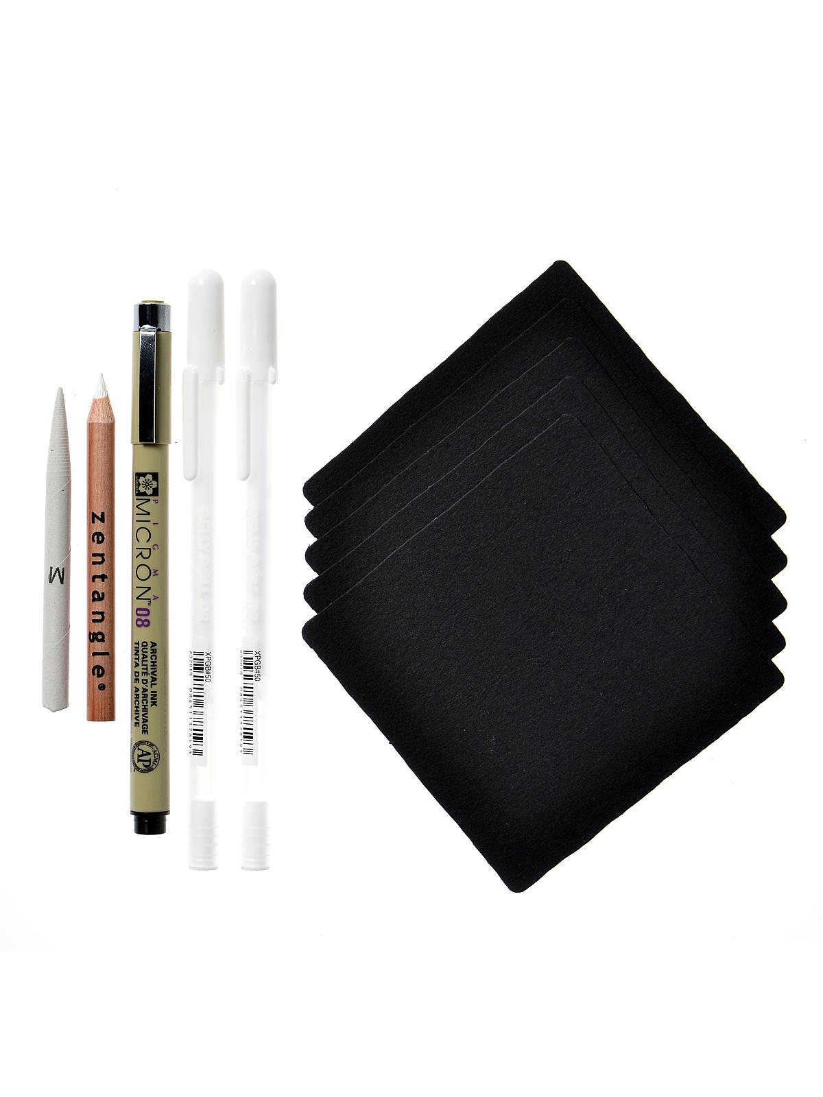 Zentangle Drawing Sets set of 10 black tile