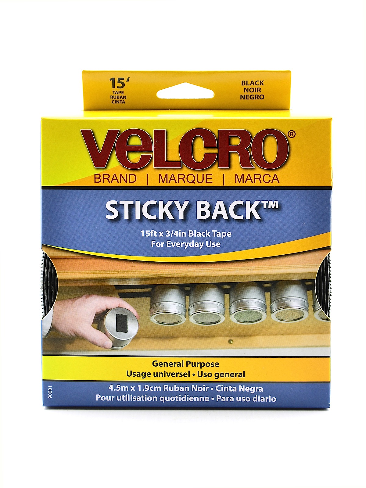 Sticky Back General Purpose Fastener black 3 4 in. x 5 yd. roll