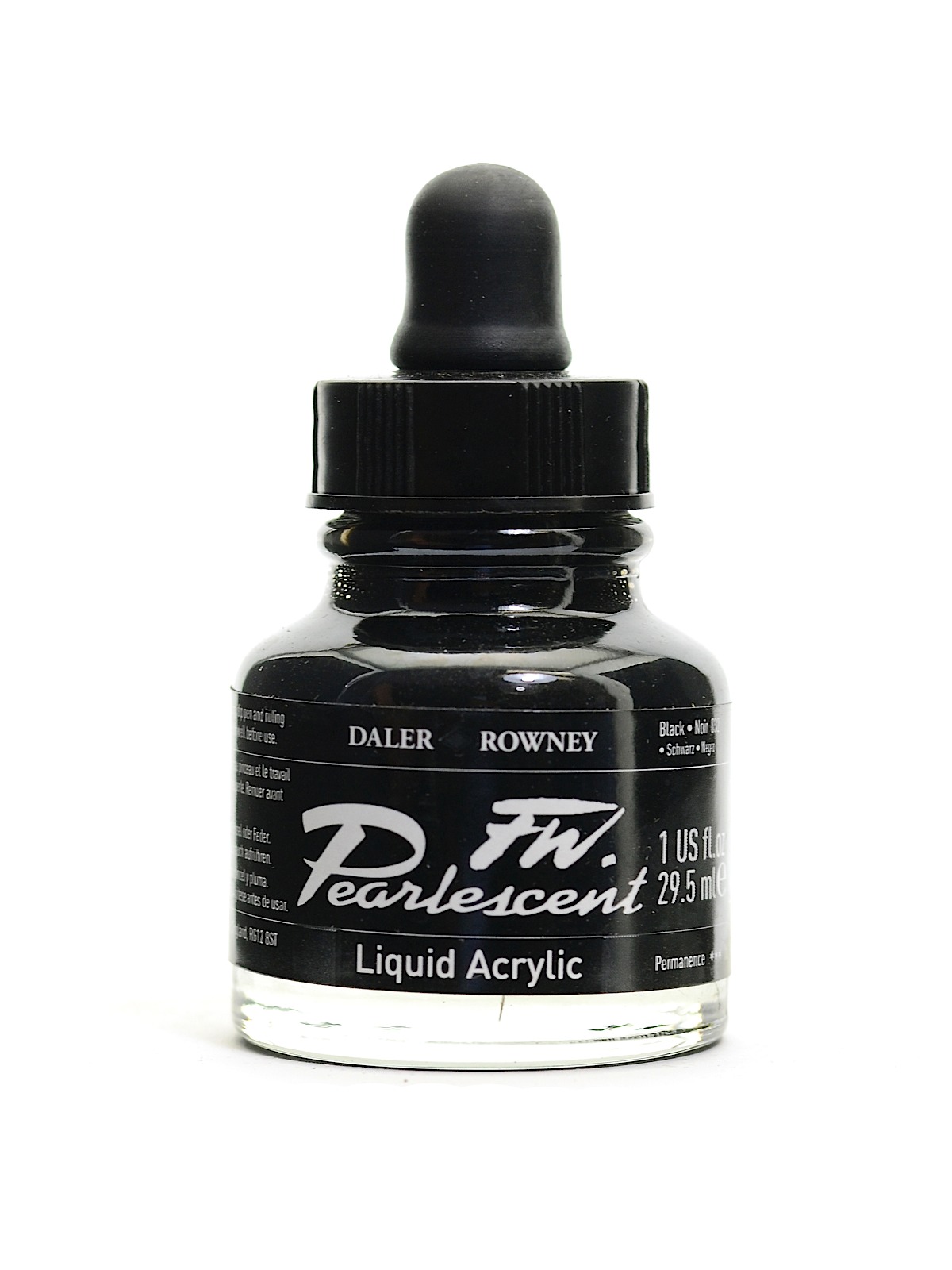 FW Pearlescent and Shimmering Liquid Acrylic black 1 oz.