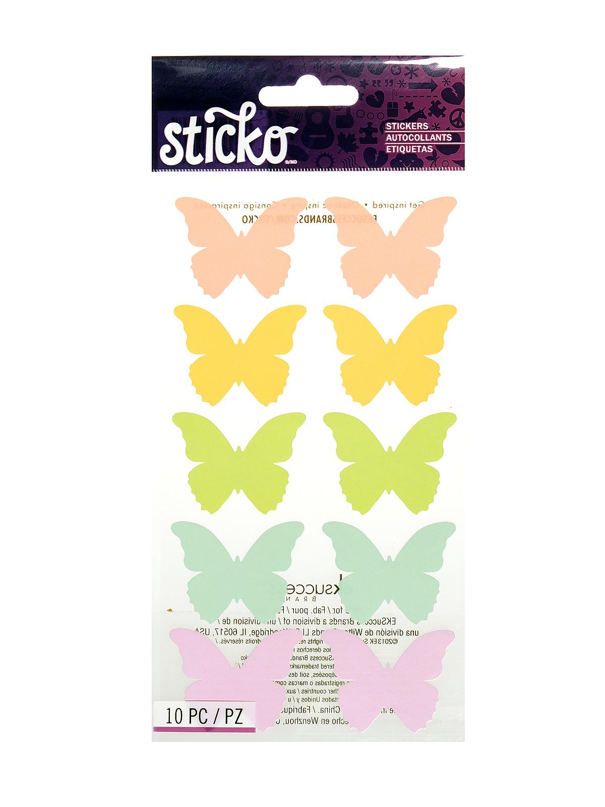 Classic Stickers Bright Butterfly Labels 10 Pieces