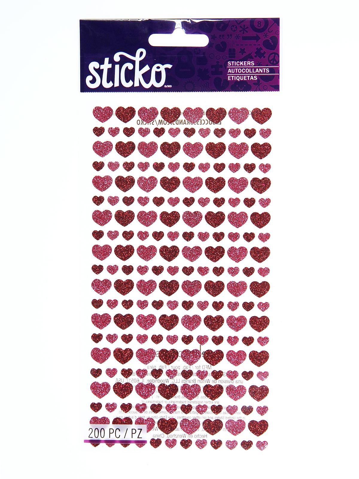 Classic Stickers glitter hearts 200 pieces