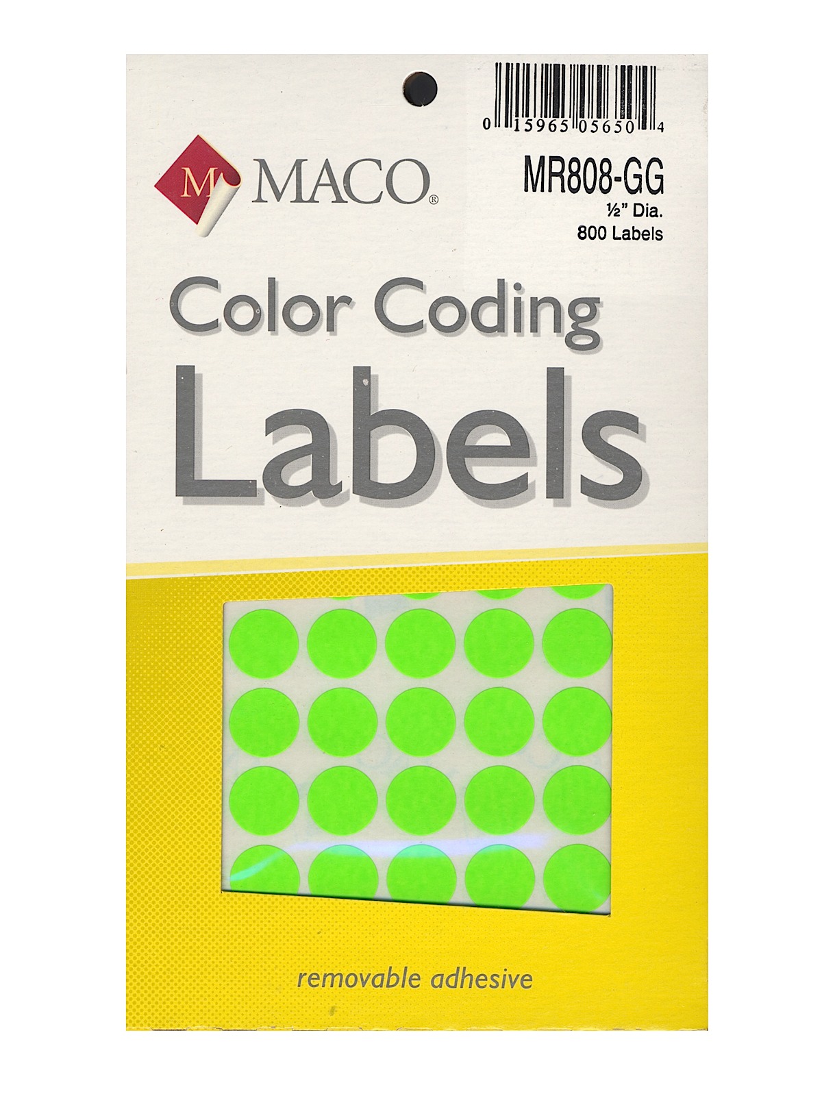 Color Coding Labels 1 2 in. round green glow pack of 800