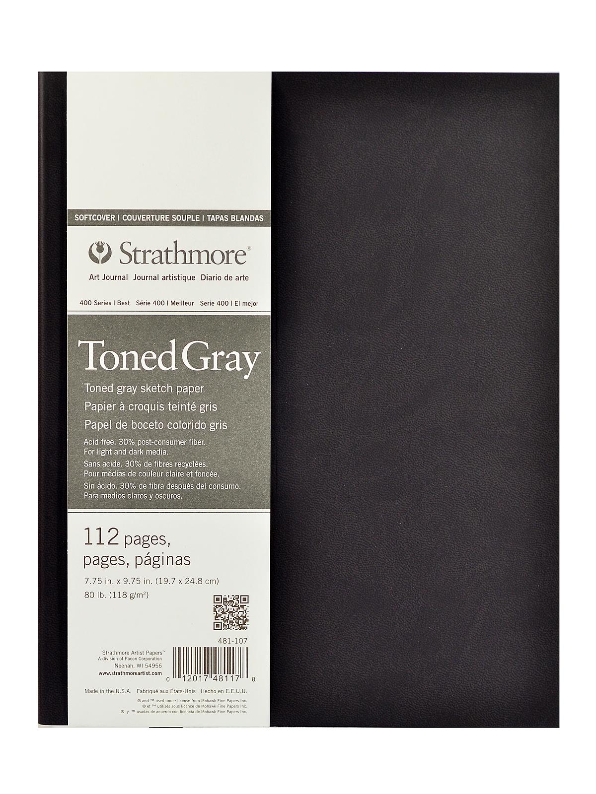 400 Series Toned Sketch Softcover Pad gray 7.75 in. x 9.75 in. 56 sheets