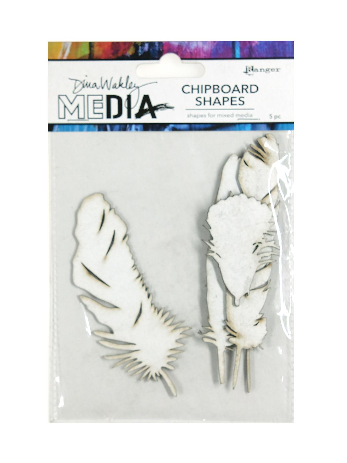 Dina Wakley Media Chipboard Shapes feathers pack of 5