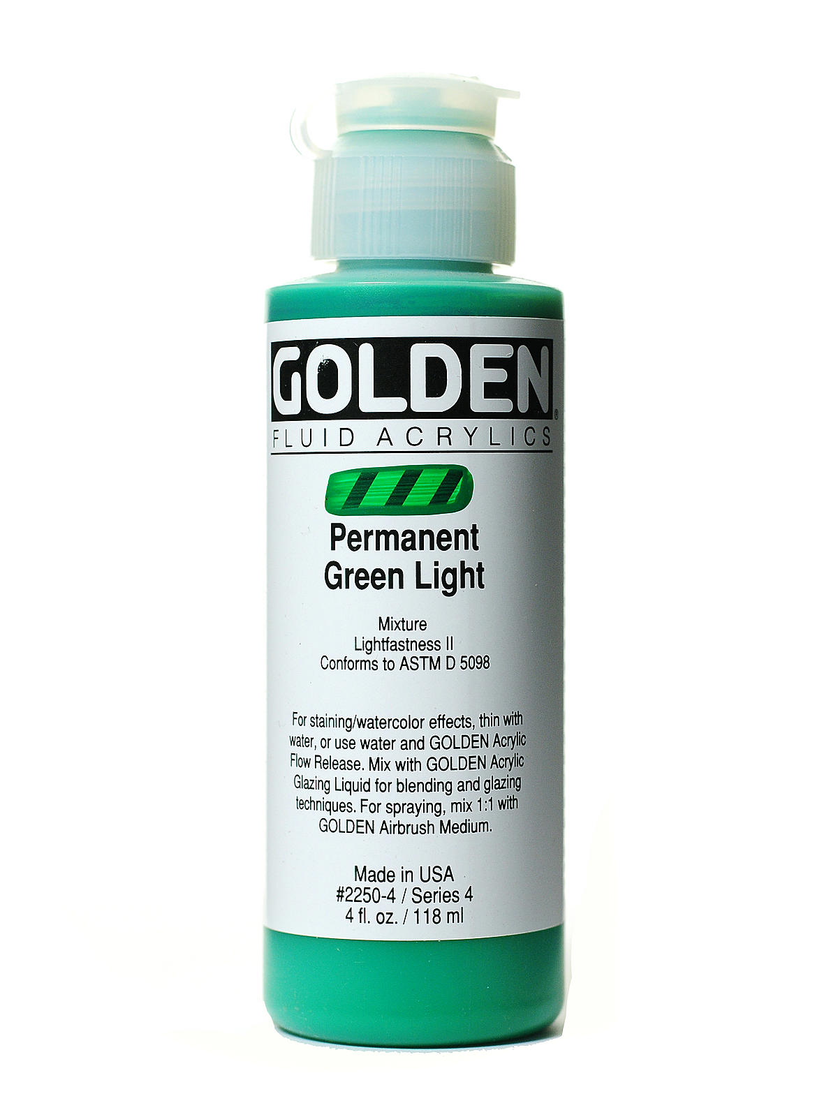 Fluid Acrylics permanent green light 4 oz.