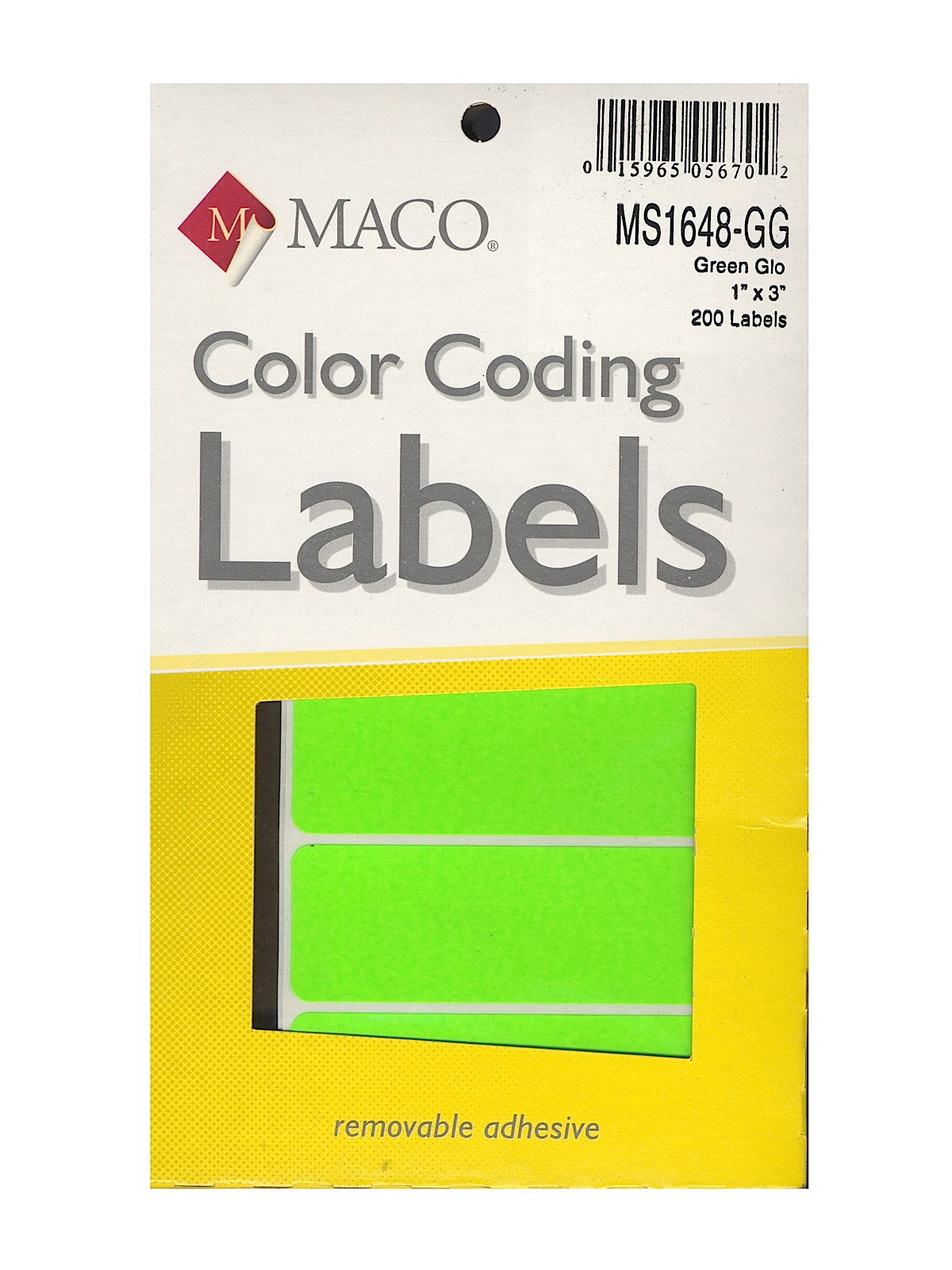 Color Coding Labels 1 In. X 3 In. Rectangle Green Glow Pack Of 200