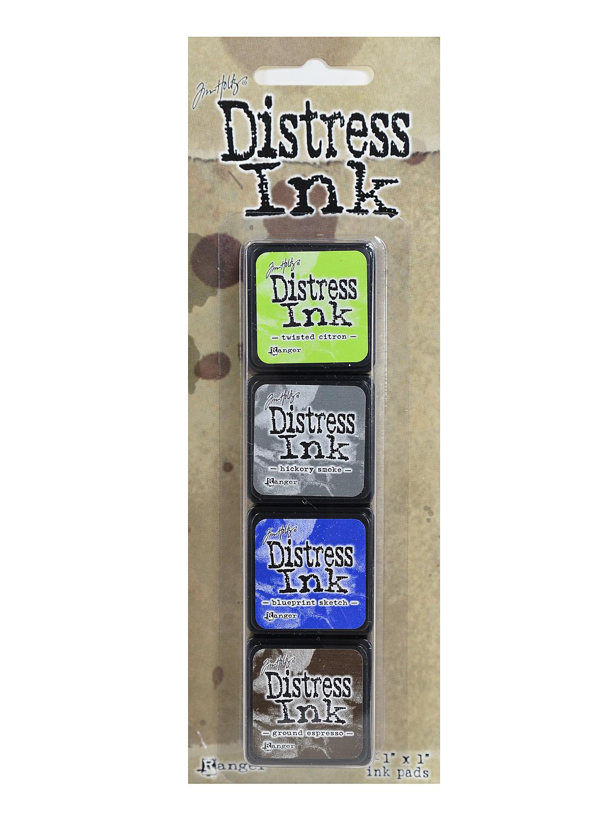 Tim Holtz Mini Distress Ink Pads kit #14 1 in. x 1 in. set of 4 colors