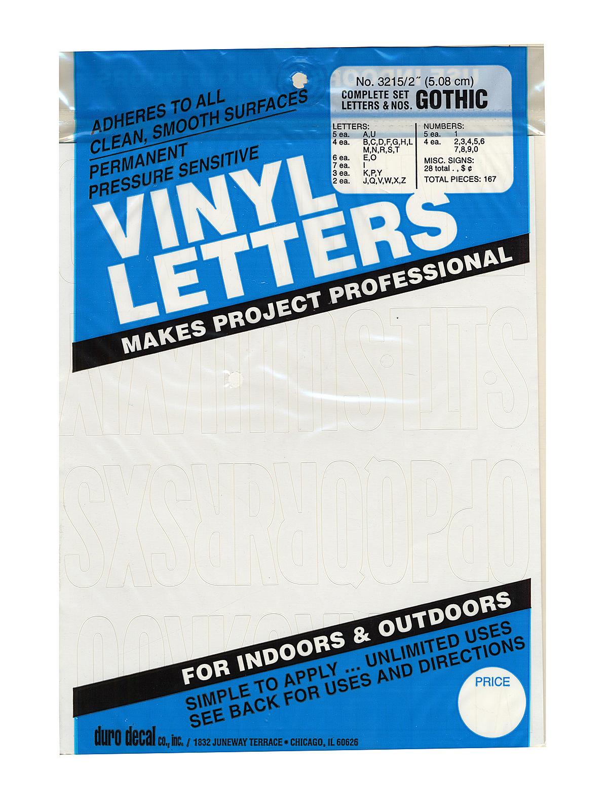 Gothic Vinyl Letters Sets 2 in. white capitals and numbers