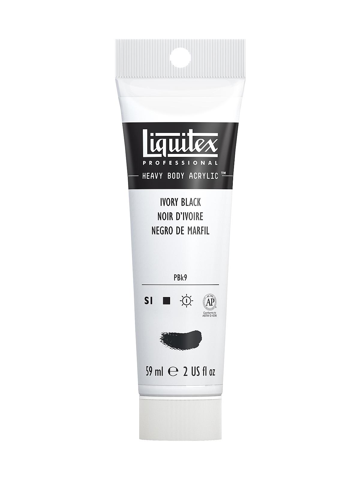 Heavy Body Professional Artist Acrylic Colors ivory black 2 oz.