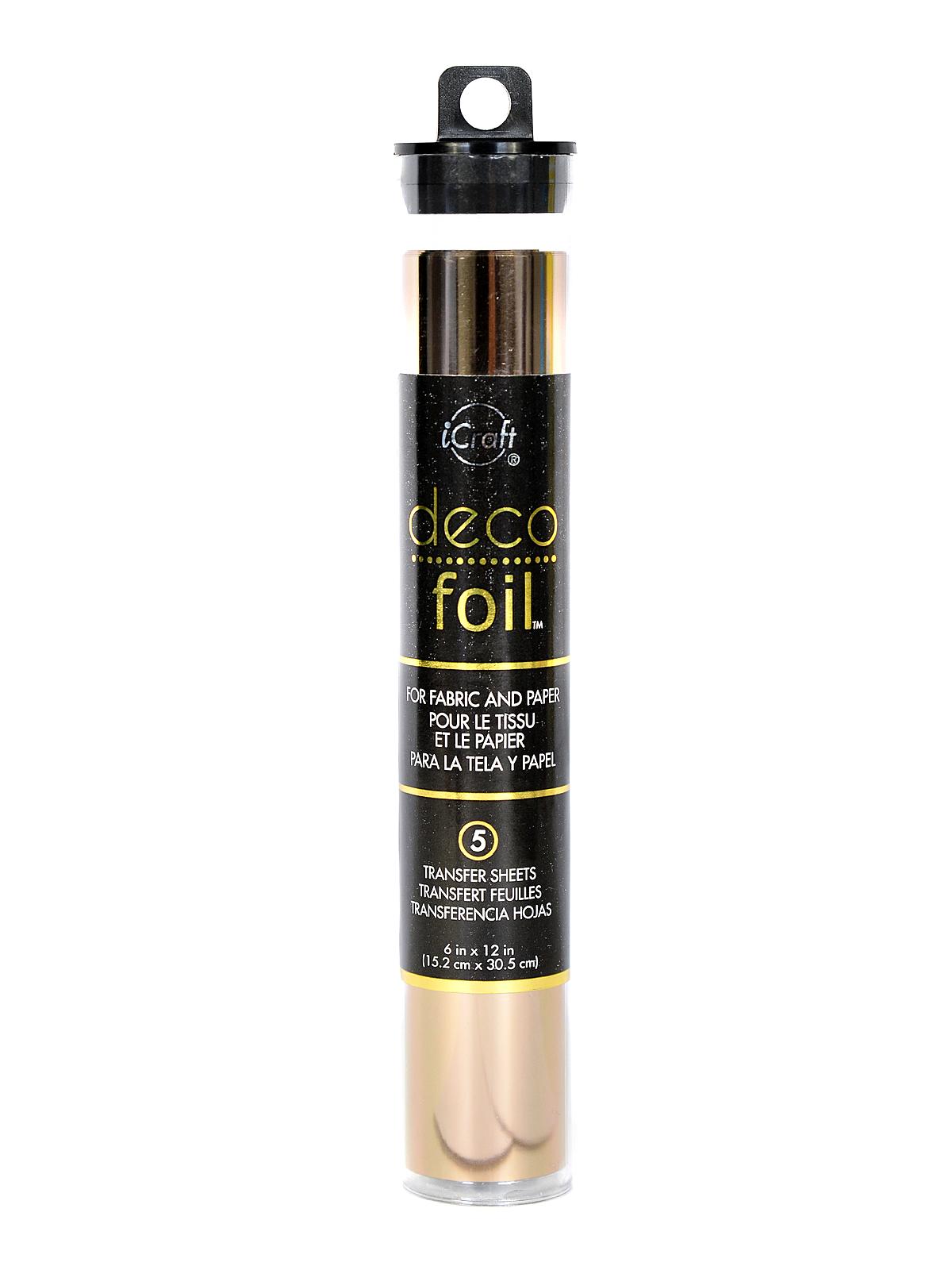 iCraft Deco Foil 6 in. x 12 in. pack of 5 sheets rose gold