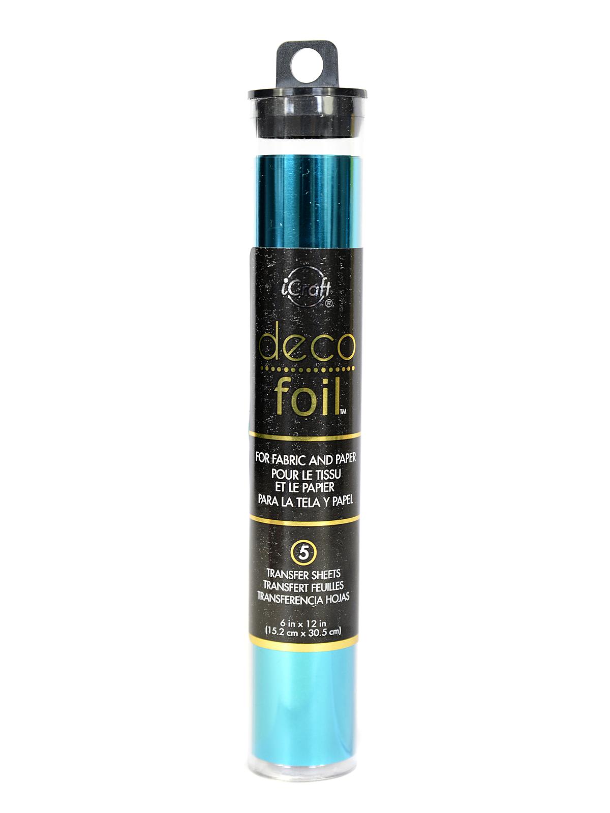 iCraft Deco Foil 6 in. x 12 in. pack of 5 sheets teal