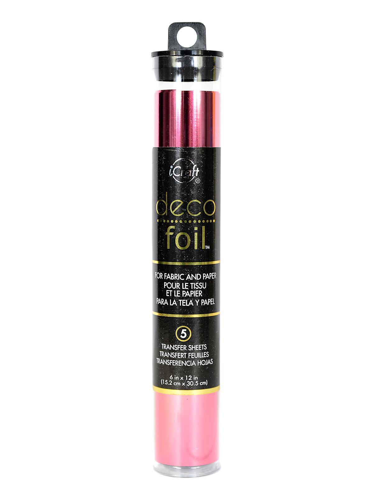 iCraft Deco Foil 6 in. x 12 in. pack of 5 sheets pink melon