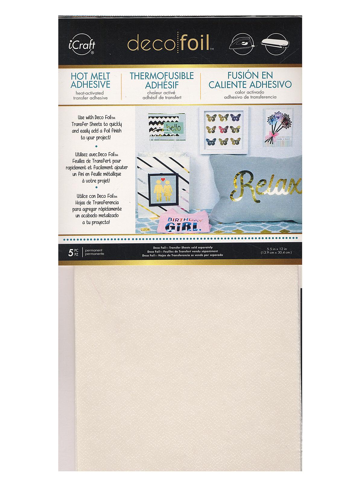 Icraft Deco Foil Hot Melt Adhesive 5 1 2 In. X 12 In. Pack Of 5