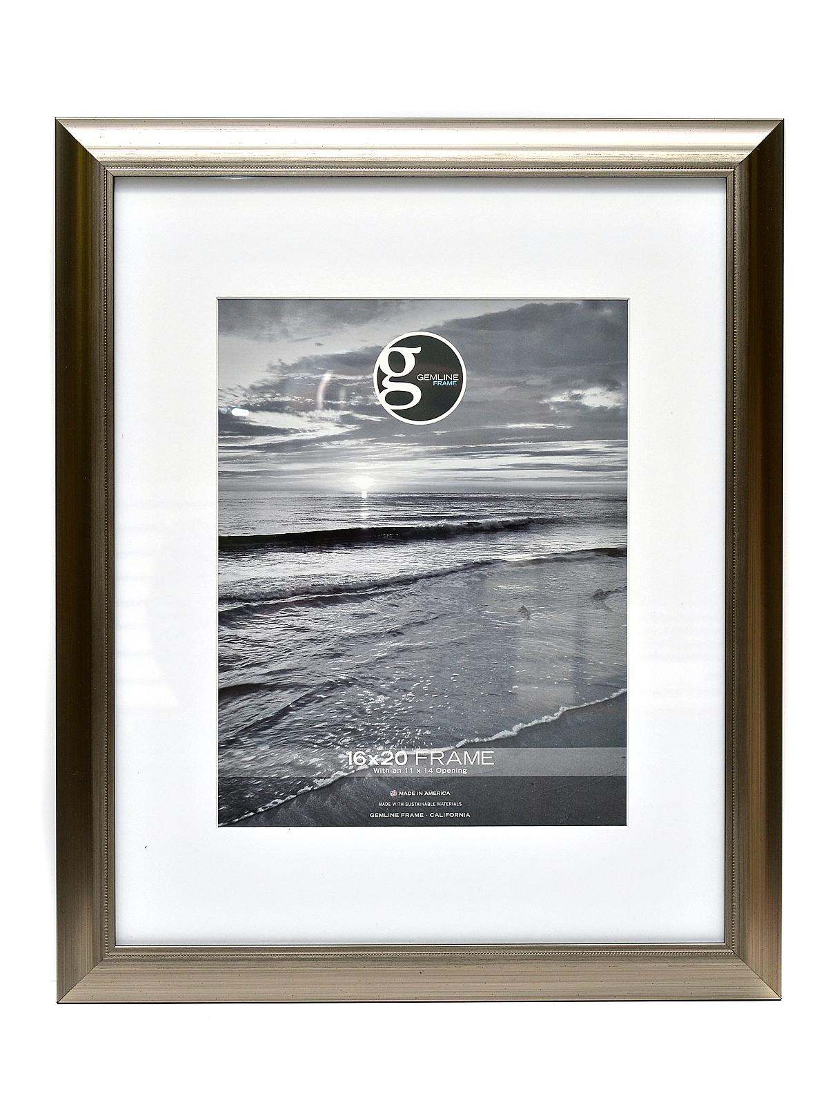 852 Smooth Arched Embossed Frame 16 In. X 20 In. Pewter 11 In. X 14 In. Opening