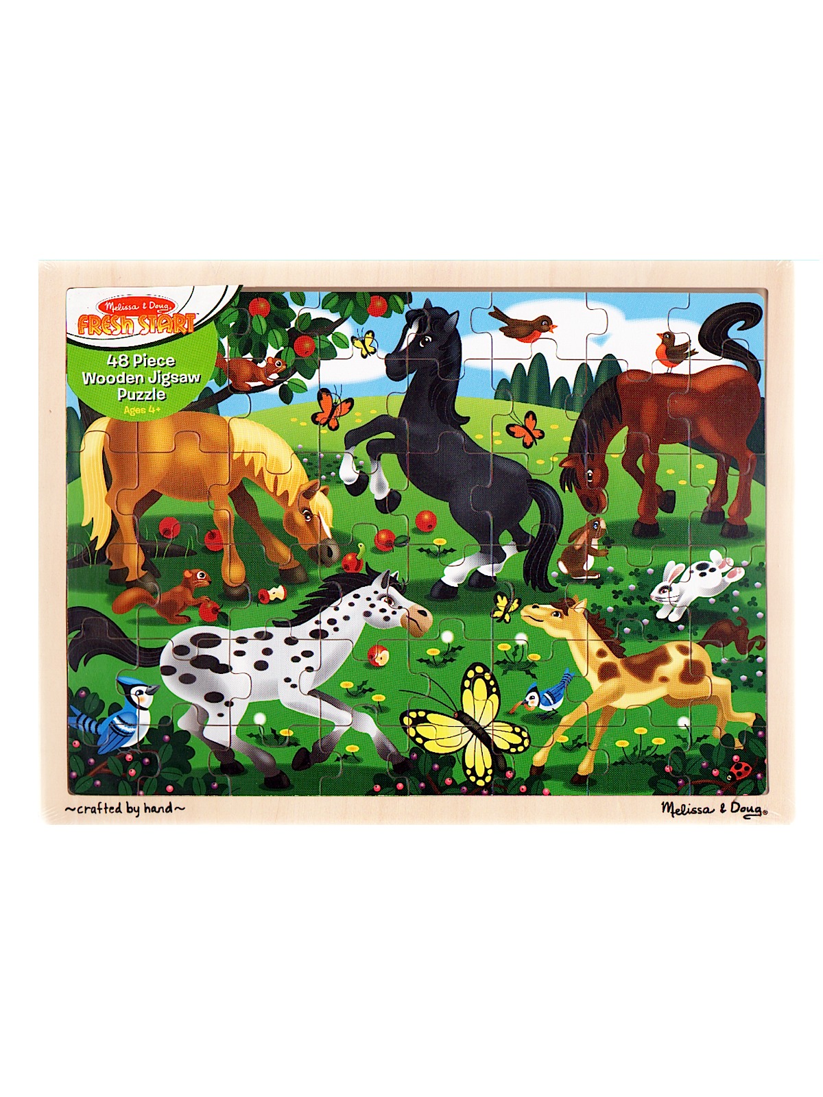 Wooden Jigsaw Puzzles Frolicking Horses 48 Pieces