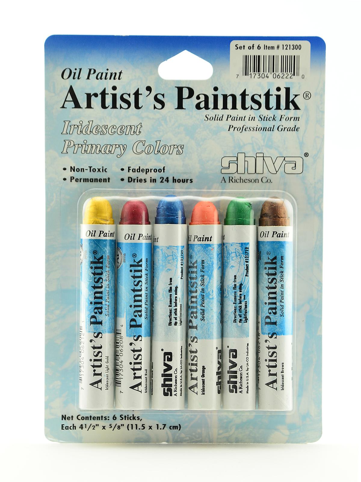 Artist's Paintstik Oil Color Sets Iridescent Primary Colors Set Set Of 6