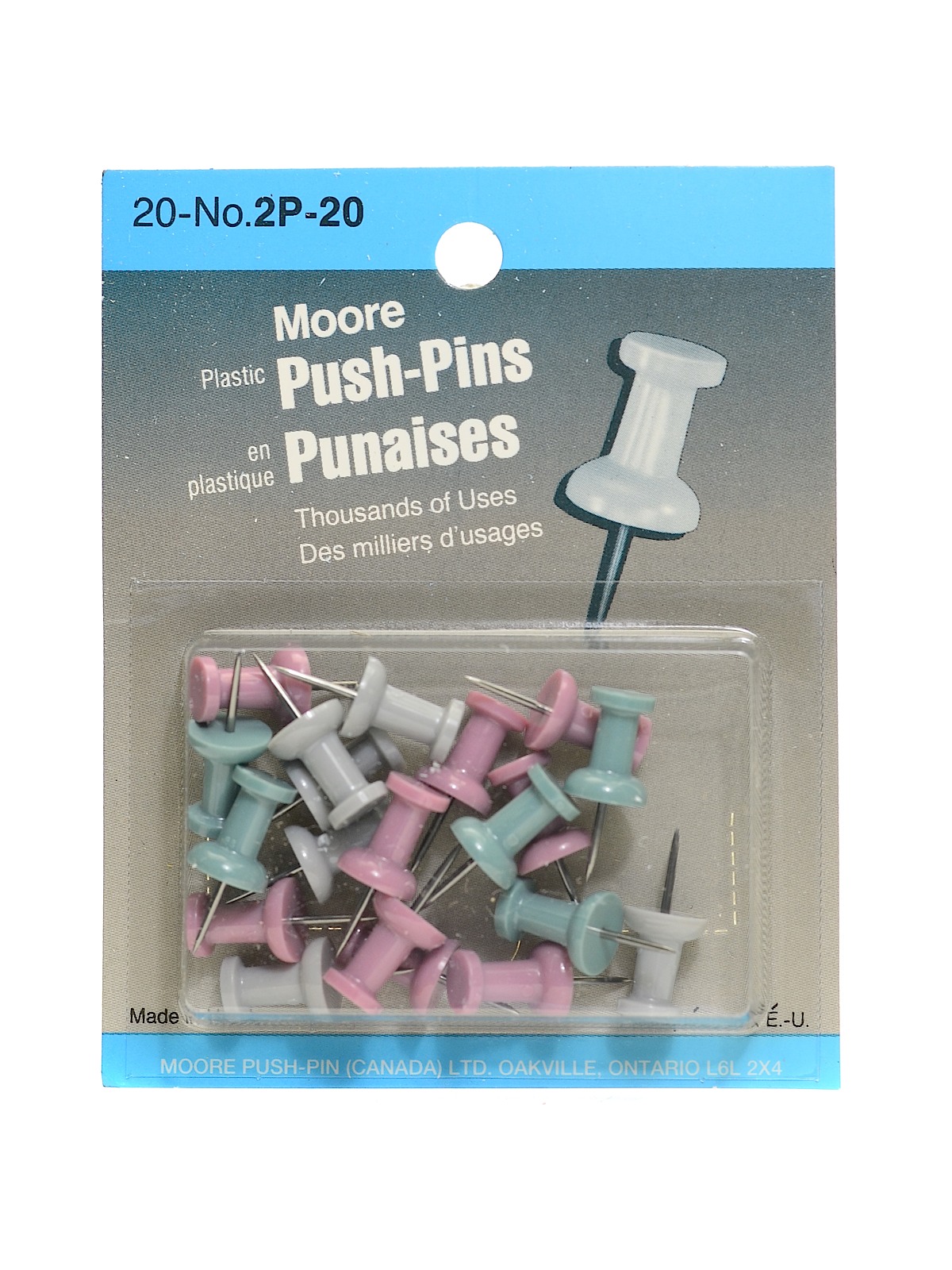Push Pins Assorted Pastels Plastic Pack Of 20