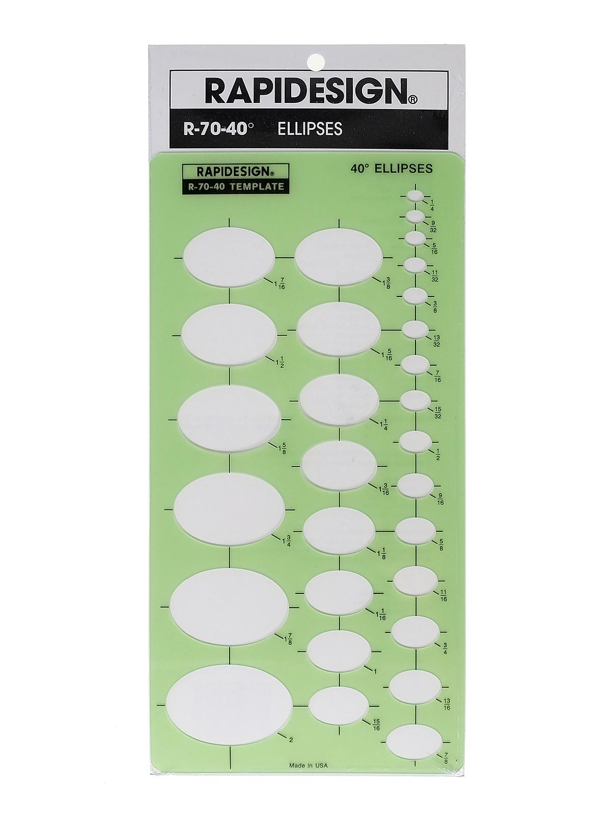 Ellipses Drafting Templates individual ellipse series 40 degrees each