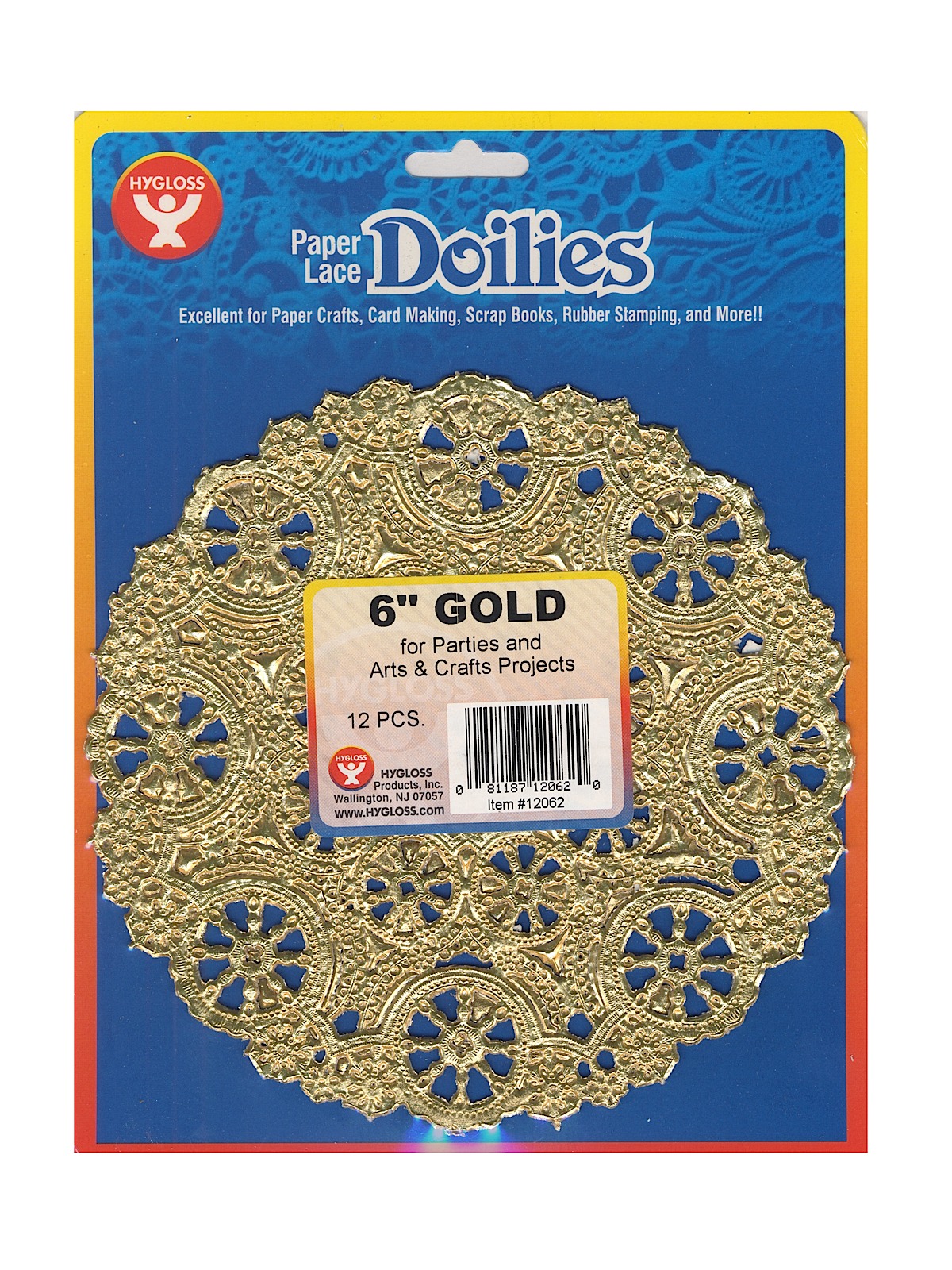 Lace Paper Doilies 6 In. Round Gold Pack Of 12