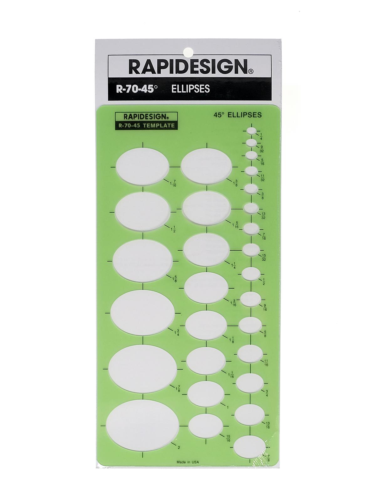 Ellipses Drafting Templates individual ellipse series 45 degrees each