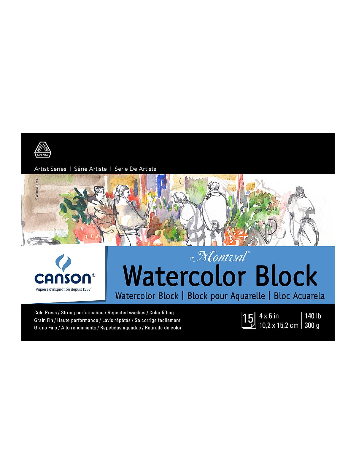 Montval Watercolor Paper 4 in. x 6 in. block of 15 140 lb. cold press