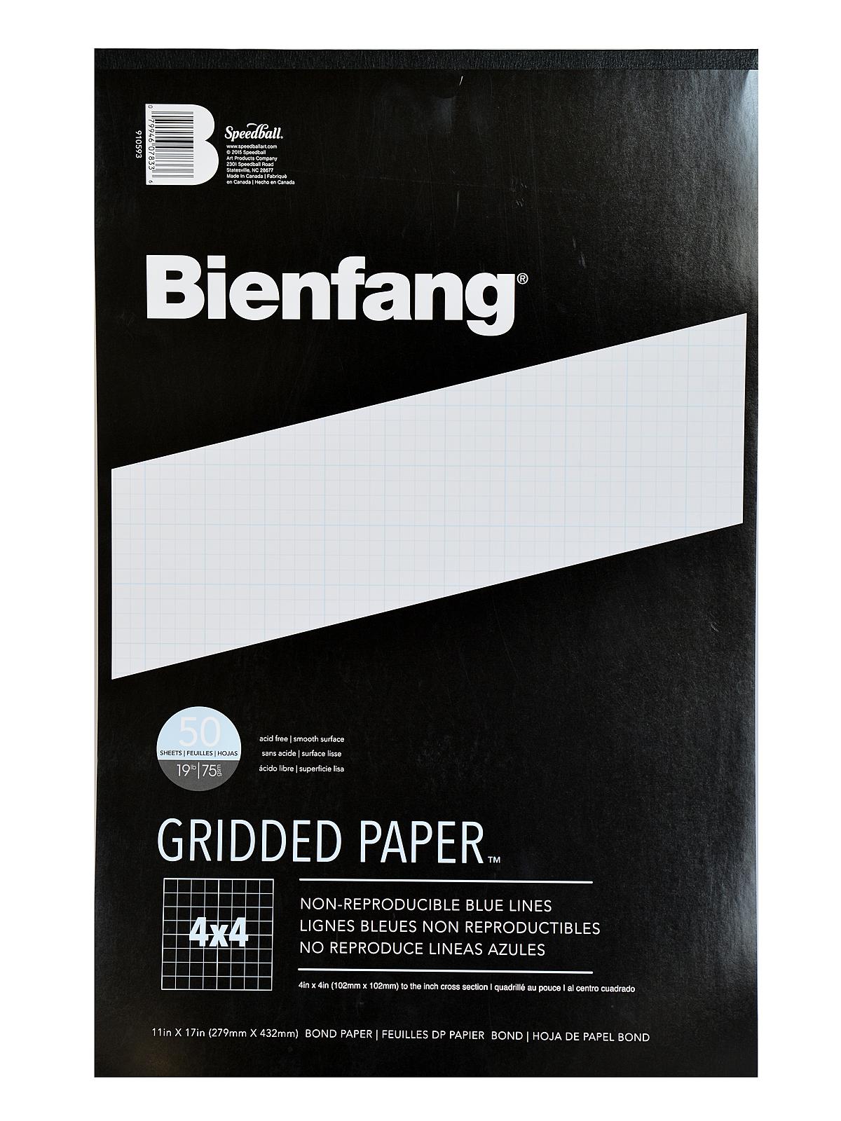 Gridded Paper 4 x 4 11 in. x 17 in. pad of 50