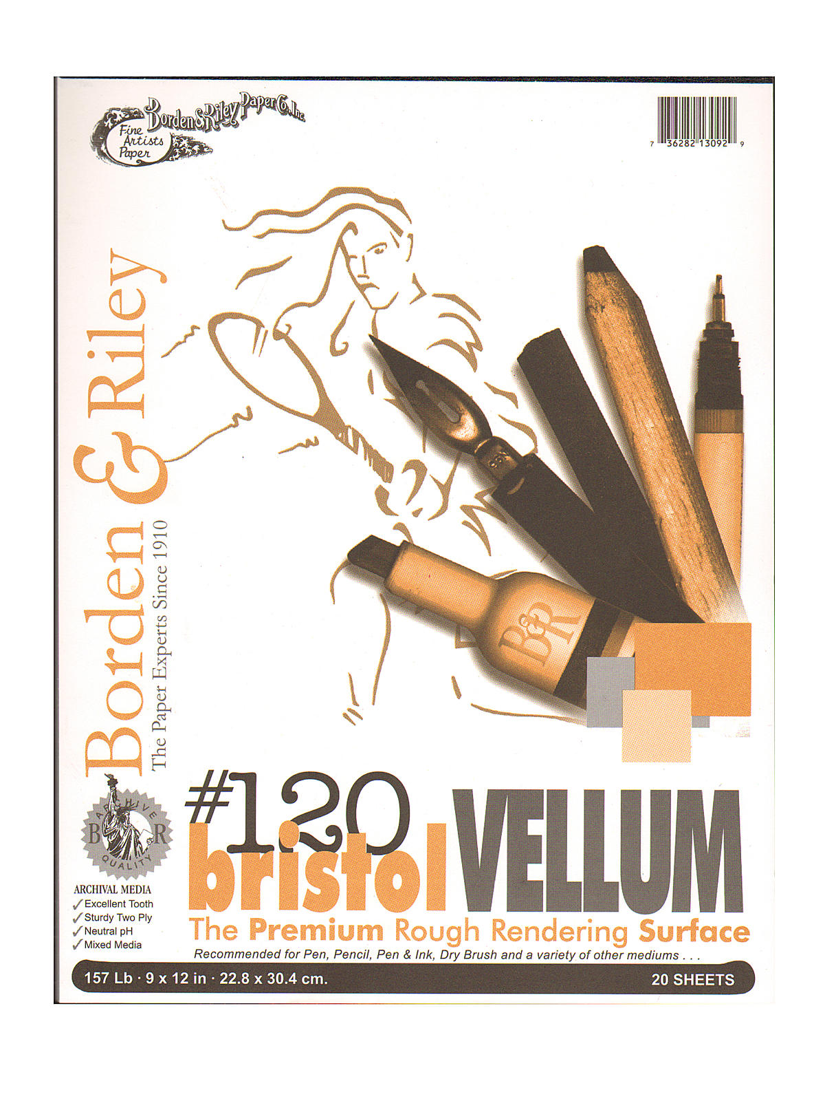 #120 Bristol Pad 9 in. x 12 in. vellum finish