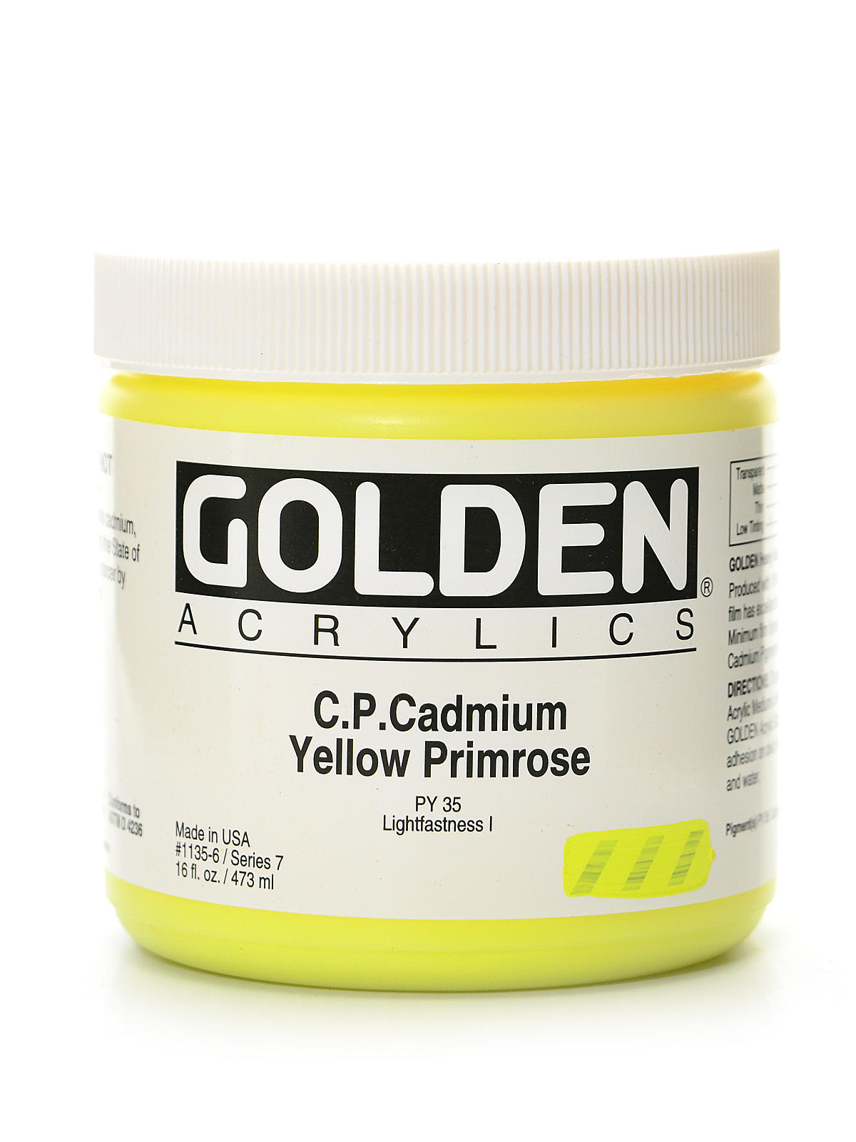 Heavy Body Acrylics cadmium yellow primrose (CP) 16 oz.