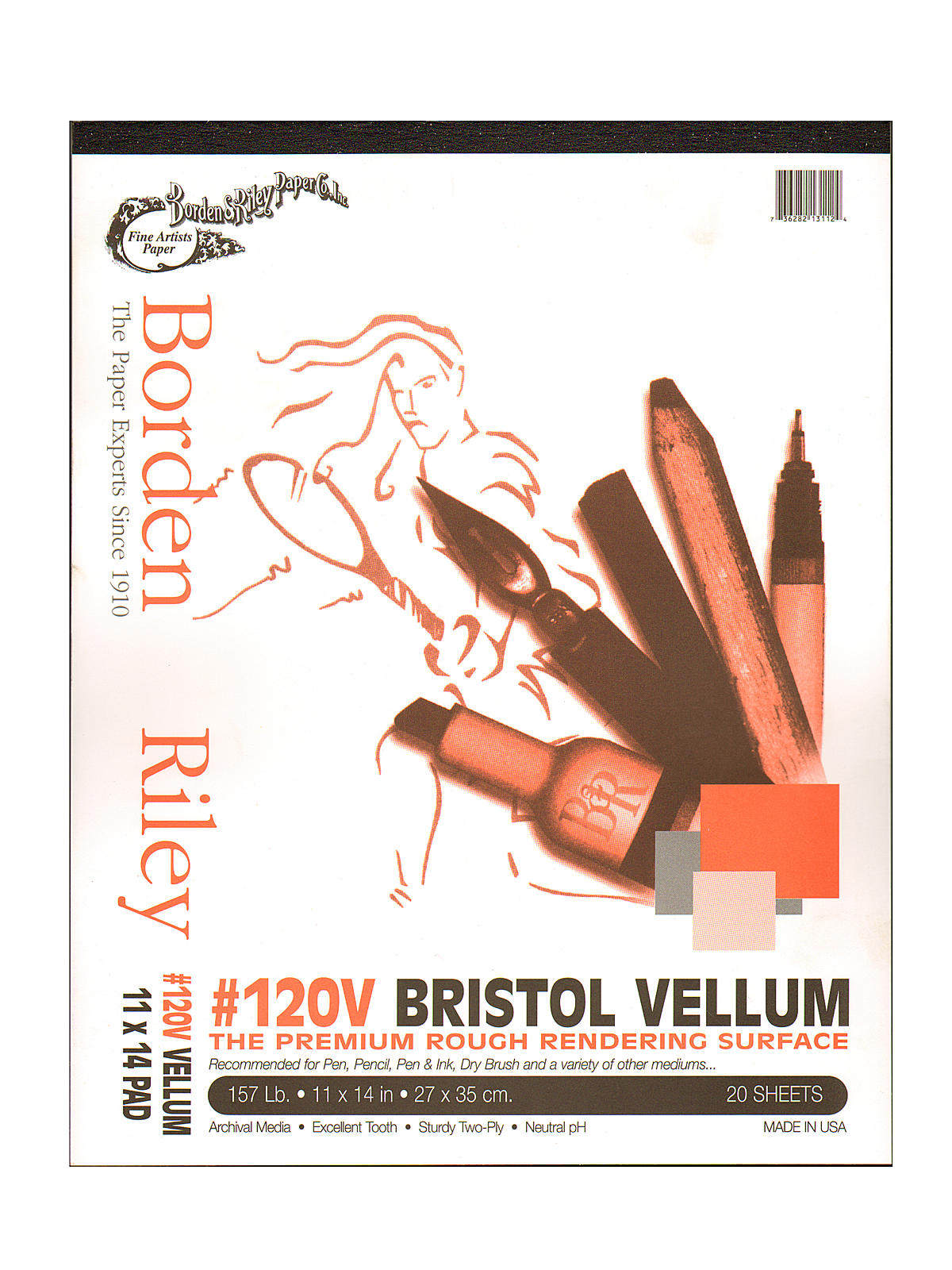 #120 Bristol Pad 11 in. x 14 in. vellum finish