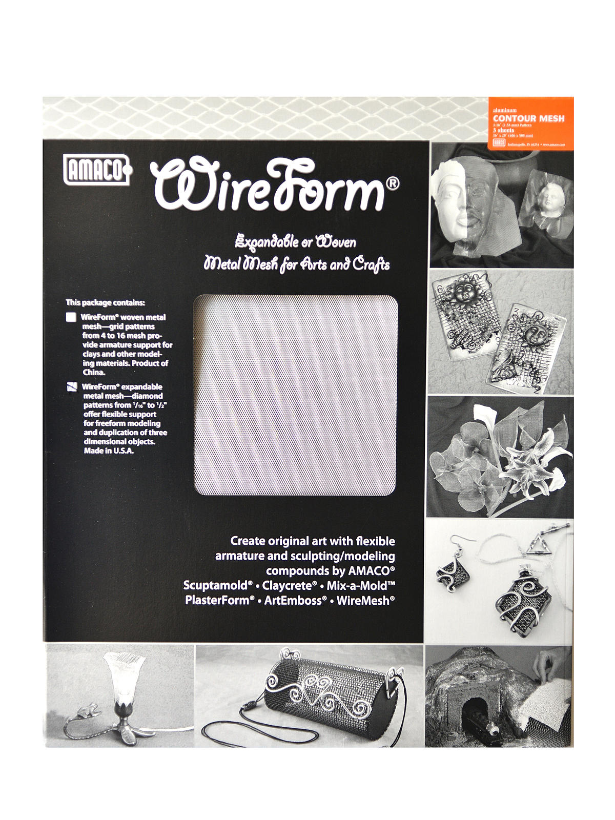 WireForm Metal Mesh aluminum woven contour mesh - 1 16 in. pattern pack of 3 sheets