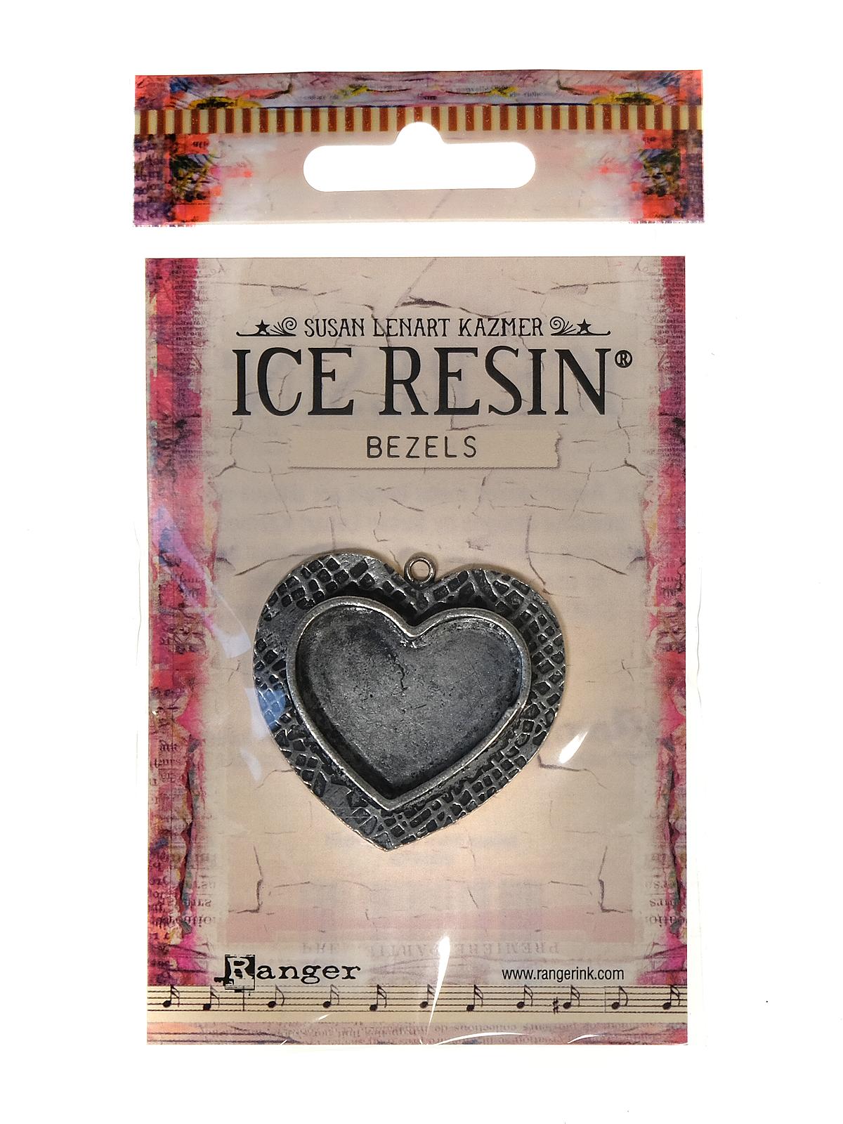 ICE Resin Milan Bezels heart, medium antique silver