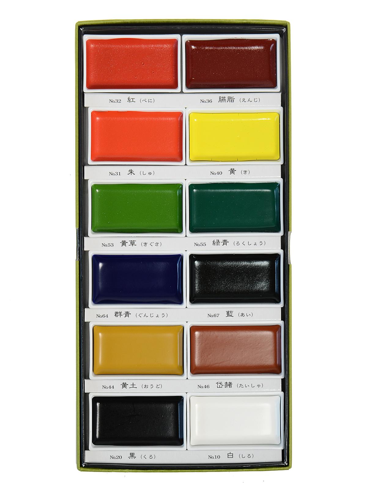 Gansai Tambi Watercolor set of 12 traditional colors