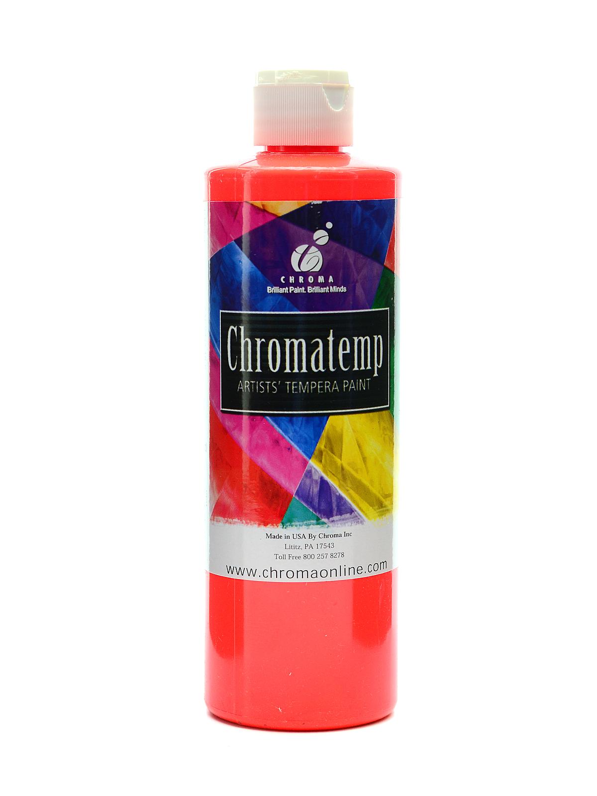 ChromaTemp Artists' Tempera Paint Fluorescent Red 16.9 Oz.