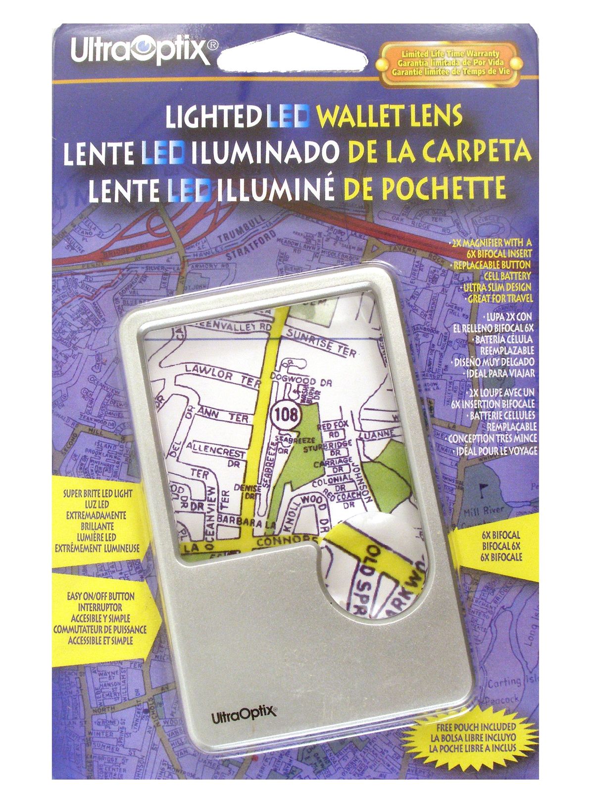 Lighted LED Wallet Lens Magnifier