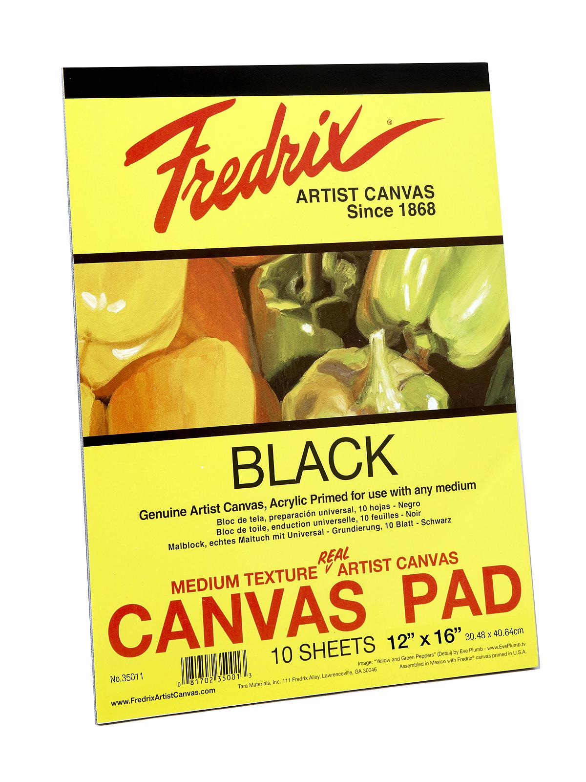 Black Canvas Pads 12 In. X 16 In. 10 Sheets