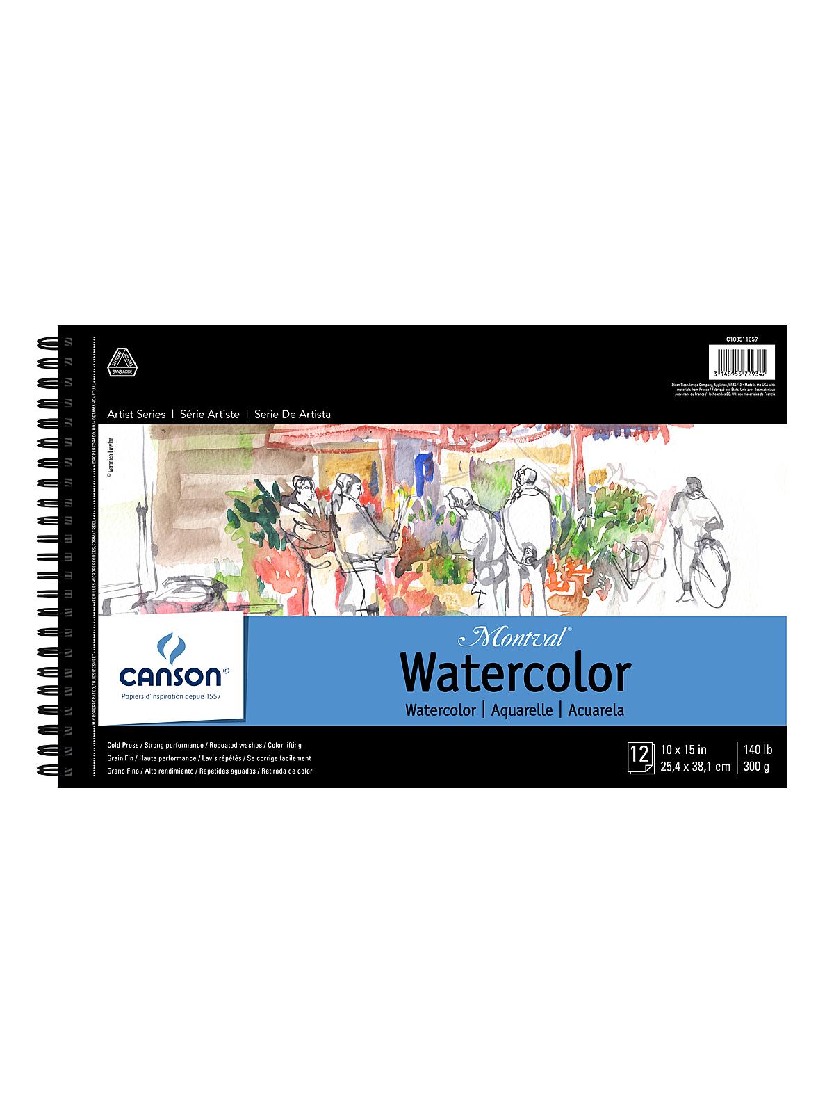 Montval Watercolor Paper 10 in. x 15 in. pad of 12 wire bound 140 lb. cold press