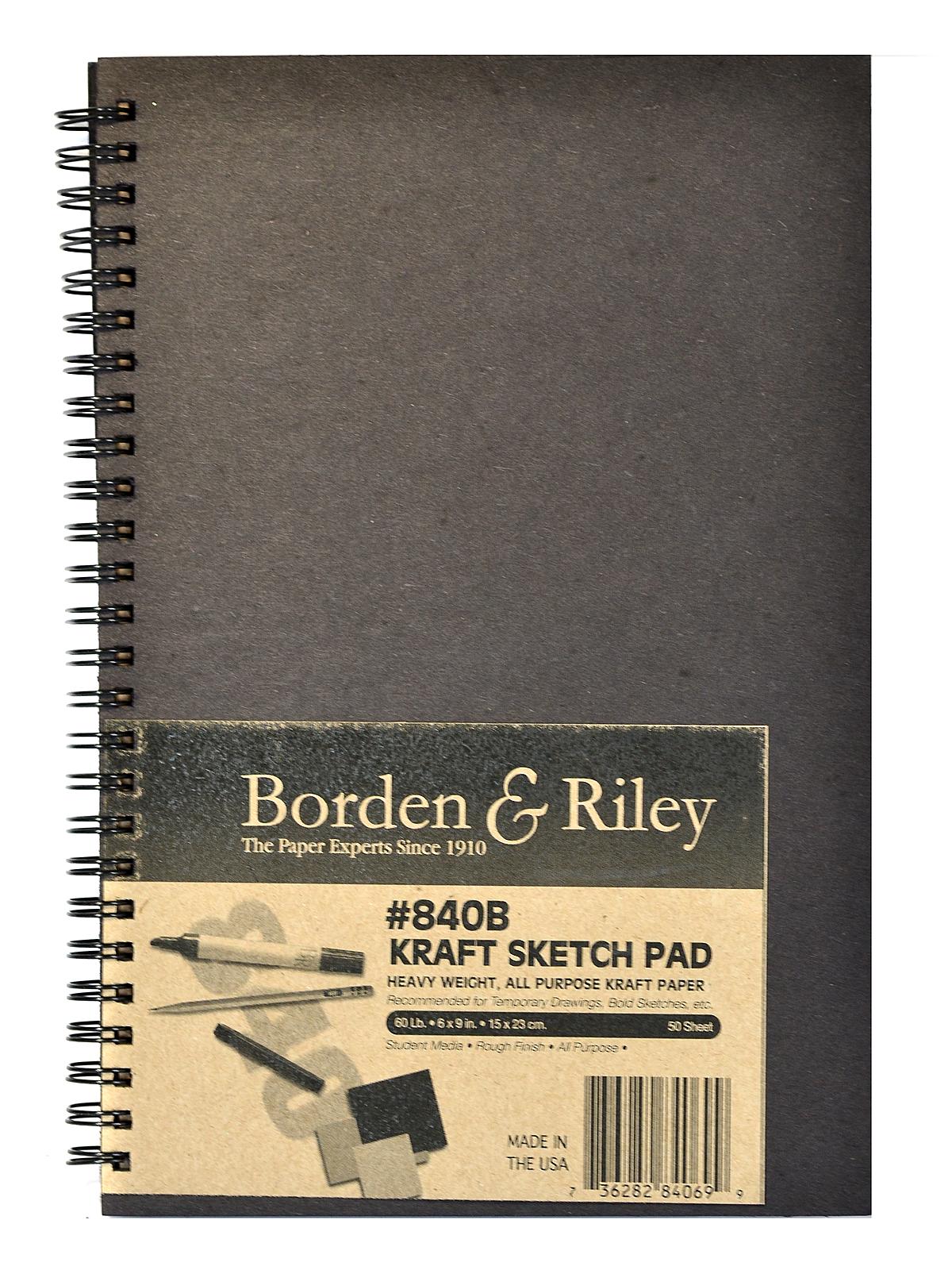 No. 840b Kraft Paper Hard Cover Spiral Sketchbooks 6 In. X 9 In. 50 Sheets