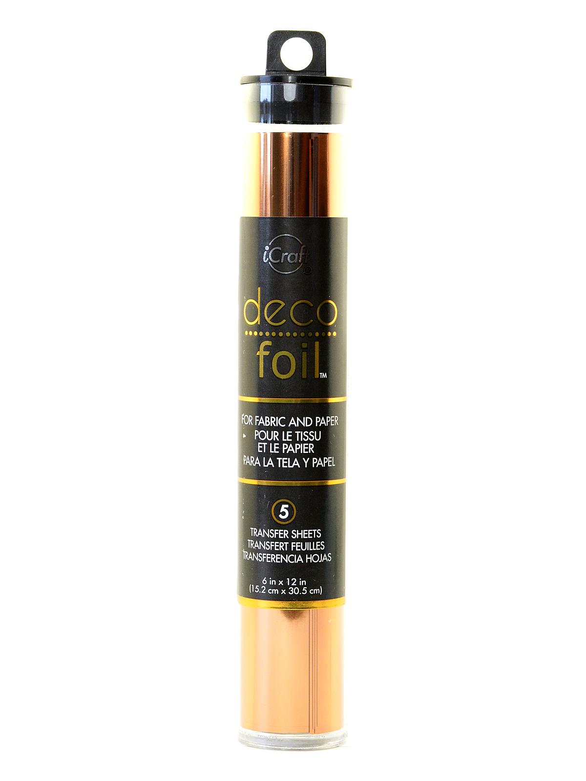 iCraft Deco Foil 6 in. x 12 in. pack of 5 sheets copper