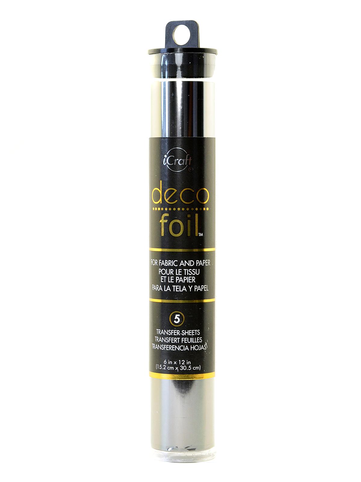 iCraft Deco Foil 6 in. x 12 in. pack of 5 sheets pewter